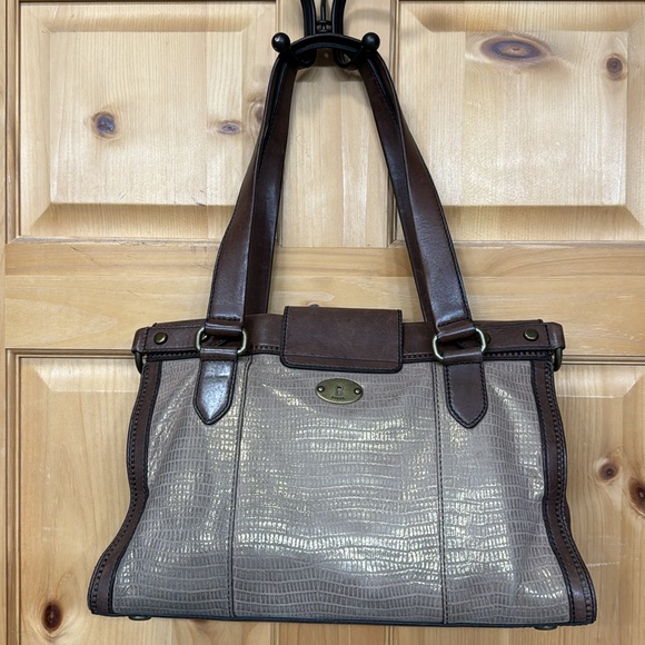 Fossil Metallic Leather Satchel - Picture 2 of 4